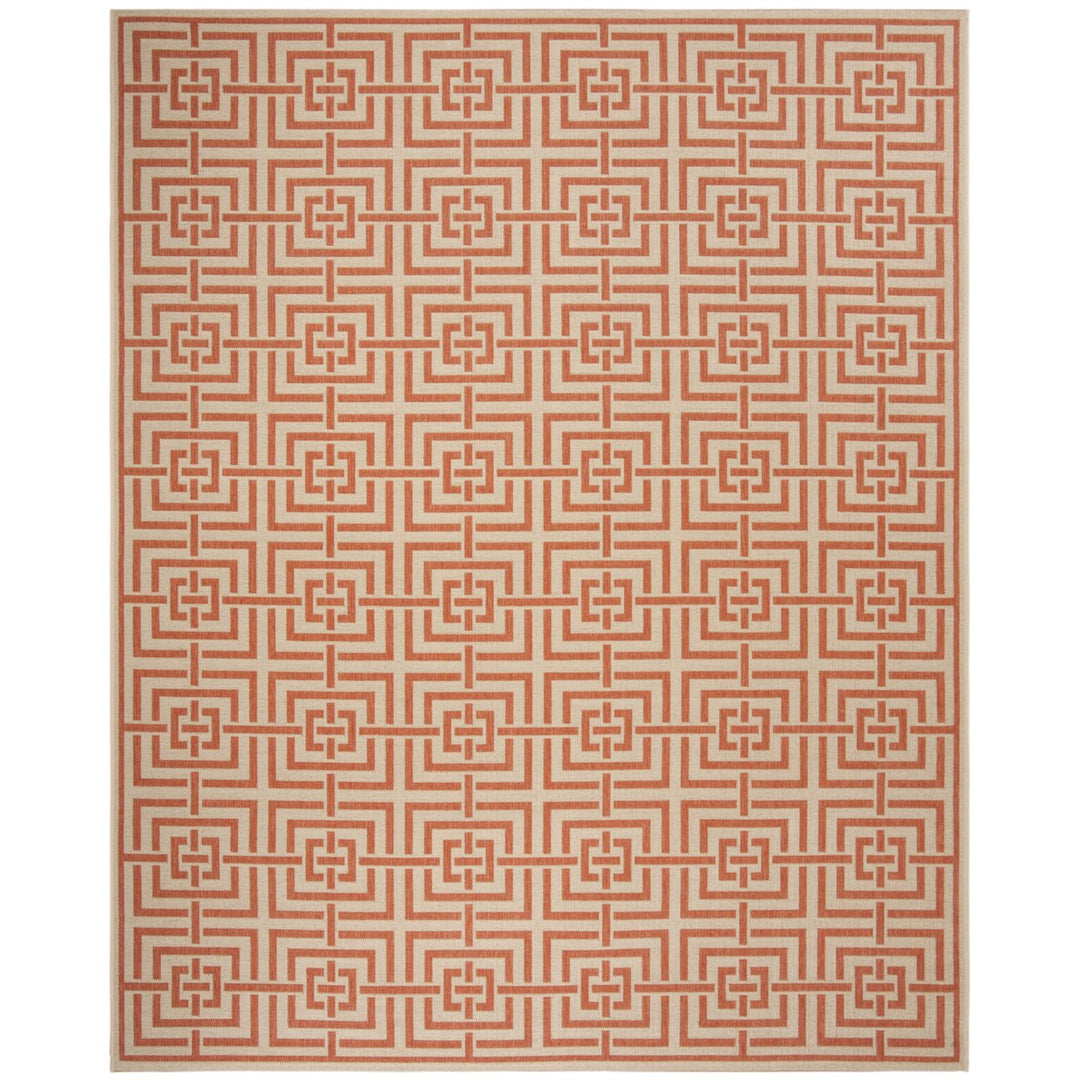 SAFAVIEH Outdoor LND128R Linden Collection Cream / Rust Rug Image 4