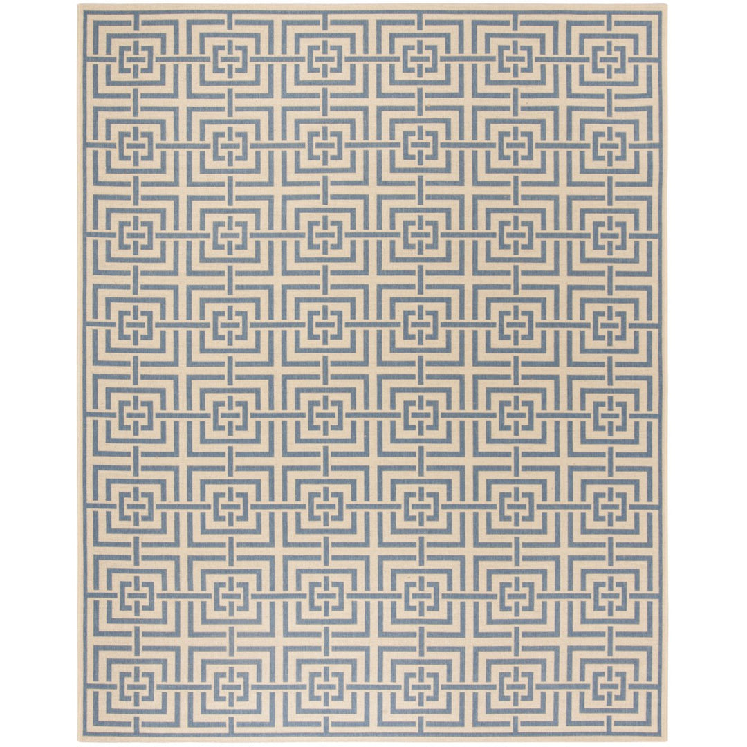 SAFAVIEH Outdoor LND128N Linden Collection Cream / Blue Rug Image 4