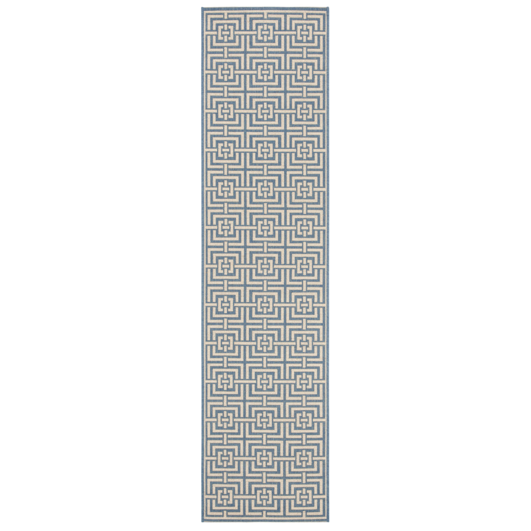 SAFAVIEH Outdoor LND128M Linden Collection Blue / Creme Rug Image 6