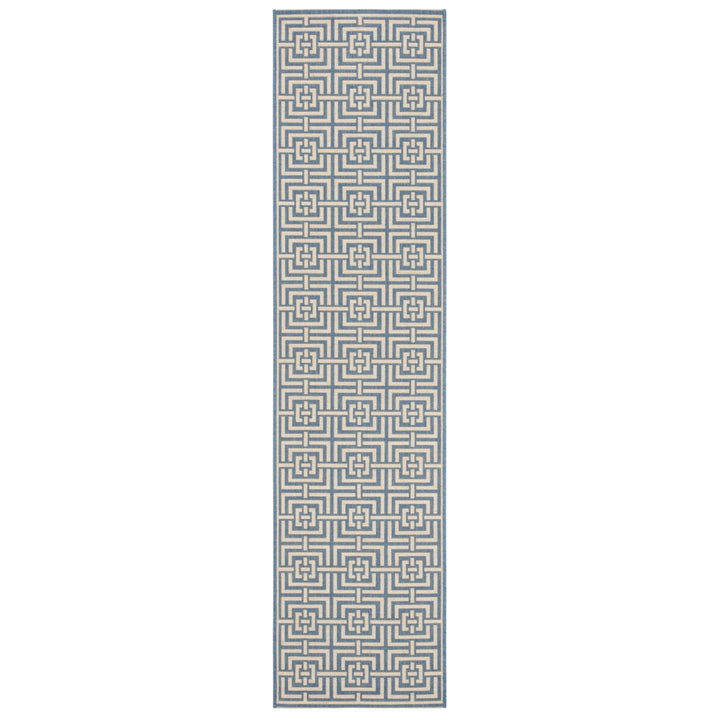 SAFAVIEH Outdoor LND128M Linden Collection Blue / Creme Rug Image 6