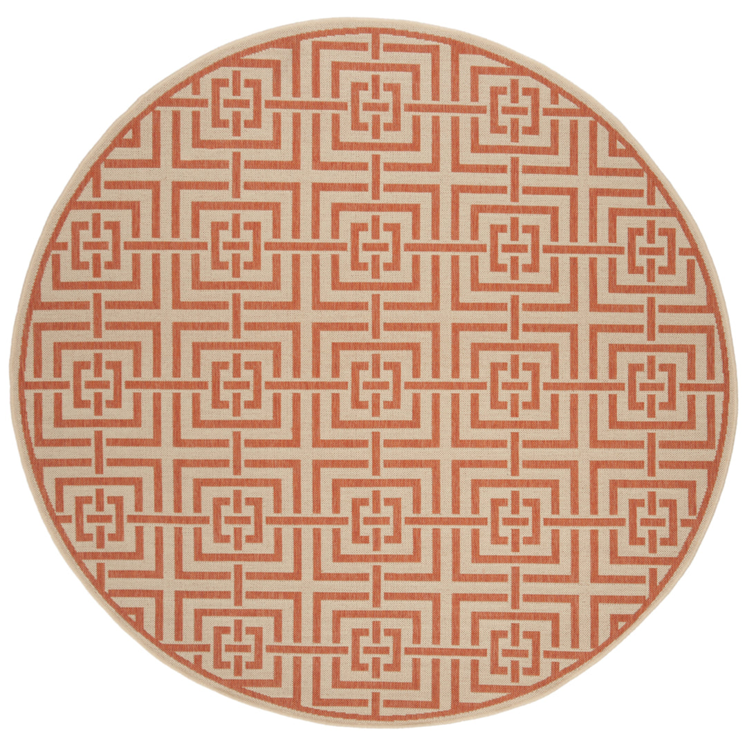 SAFAVIEH Outdoor LND128R Linden Collection Cream / Rust Rug Image 5