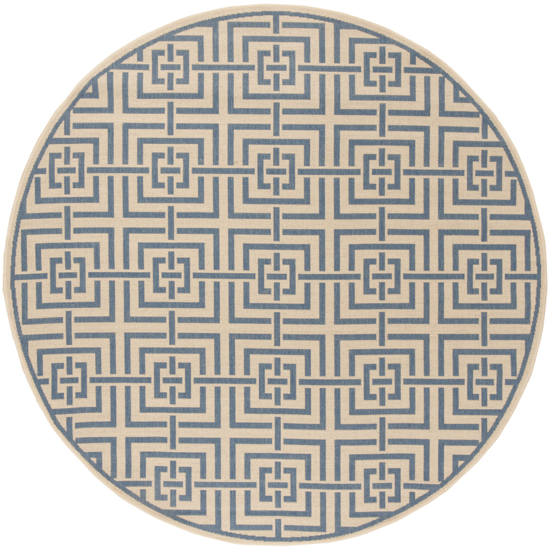 SAFAVIEH Outdoor LND128N Linden Collection Cream / Blue Rug Image 5