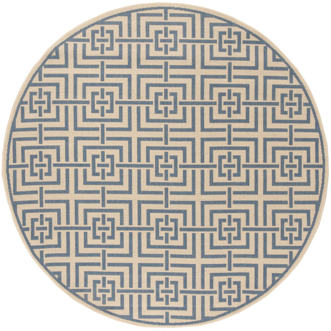 SAFAVIEH Outdoor LND128N Linden Collection Cream / Blue Rug Image 1