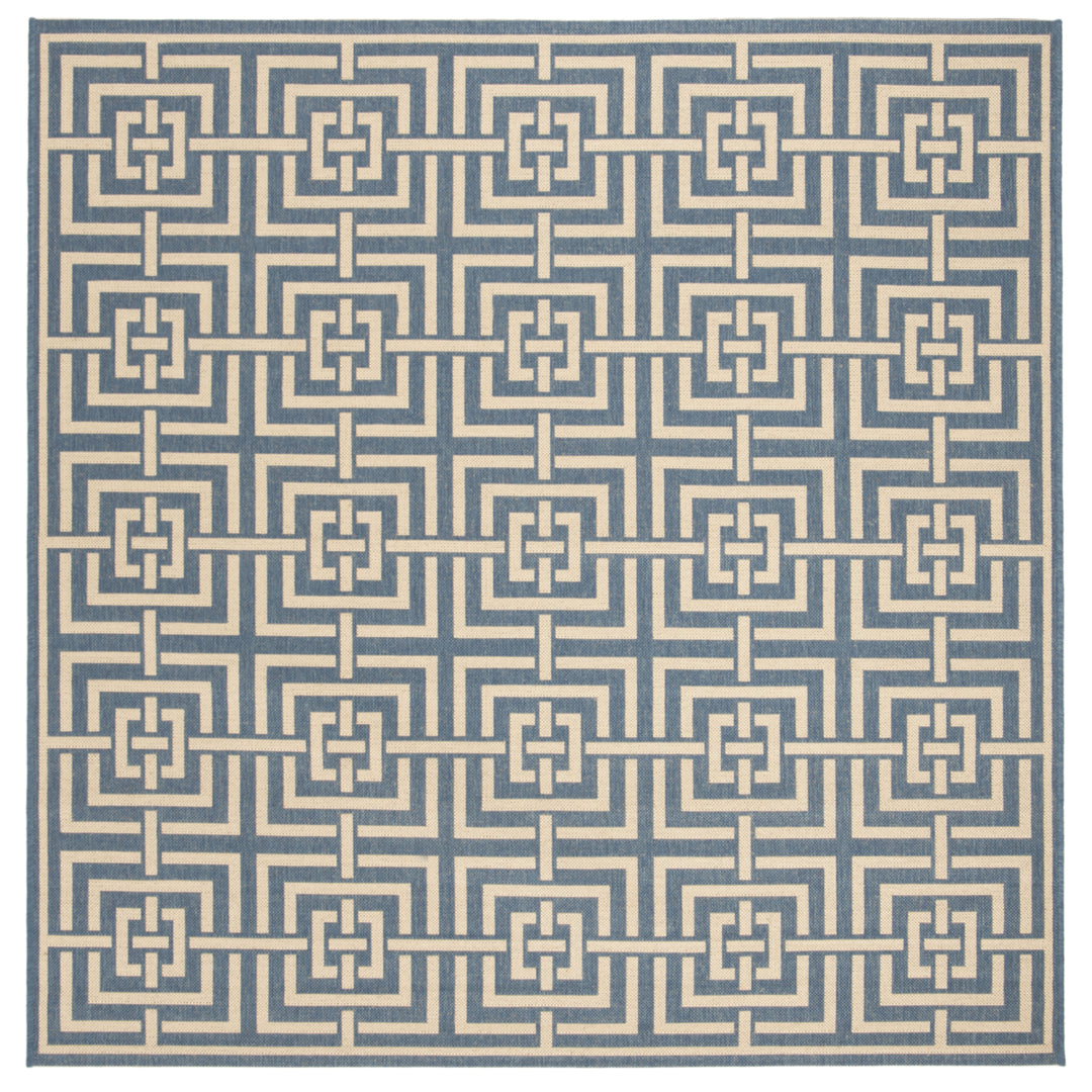 SAFAVIEH Outdoor LND128M Linden Collection Blue / Creme Rug Image 7