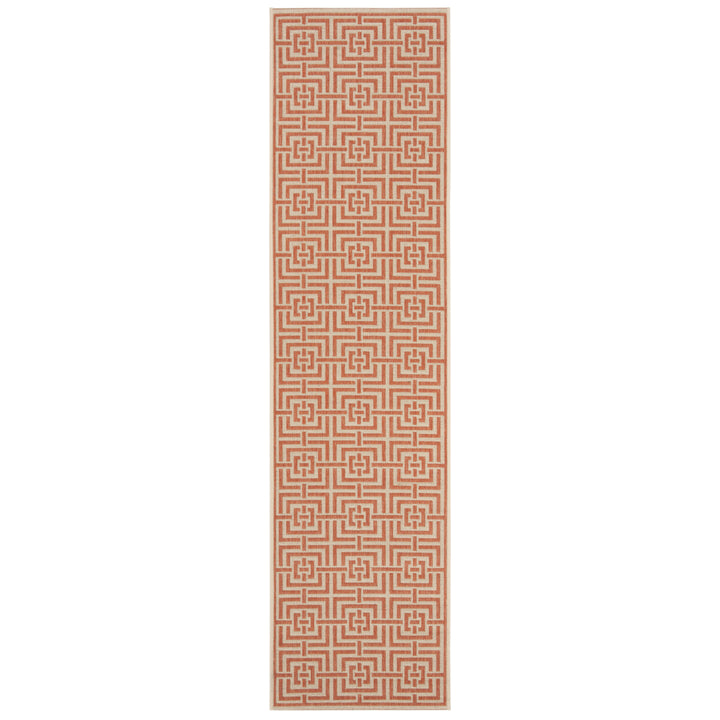 SAFAVIEH Outdoor LND128R Linden Collection Cream / Rust Rug Image 6