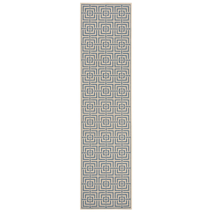 SAFAVIEH Outdoor LND128N Linden Collection Cream / Blue Rug Image 6