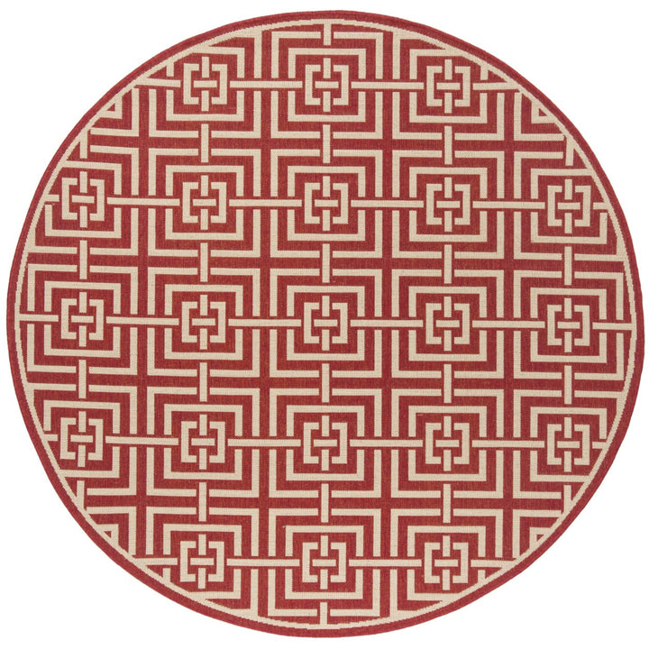 SAFAVIEH Outdoor LND128Q Linden Collection Red / Creme Rug Image 5