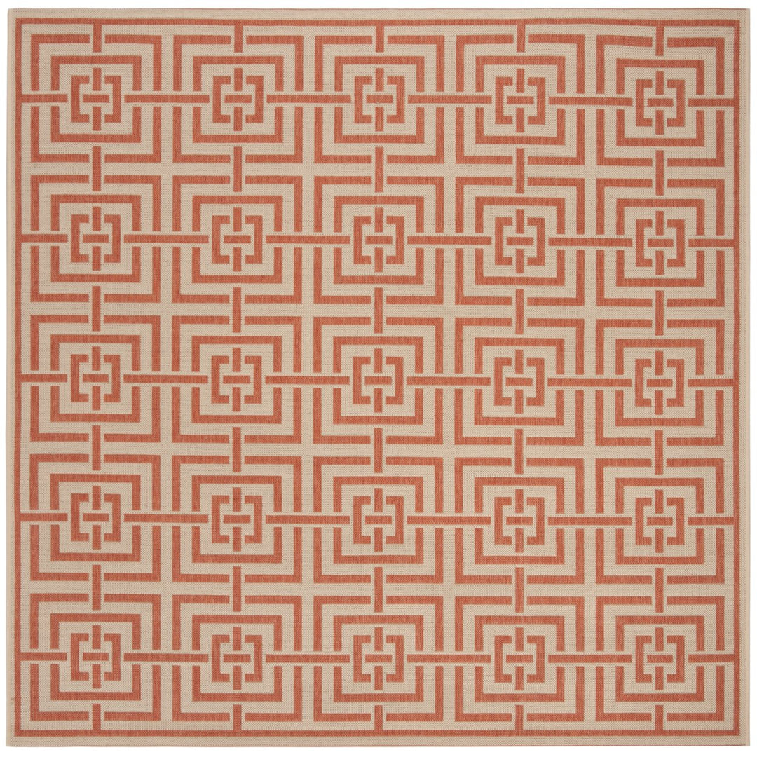 SAFAVIEH Outdoor LND128R Linden Collection Cream / Rust Rug Image 1