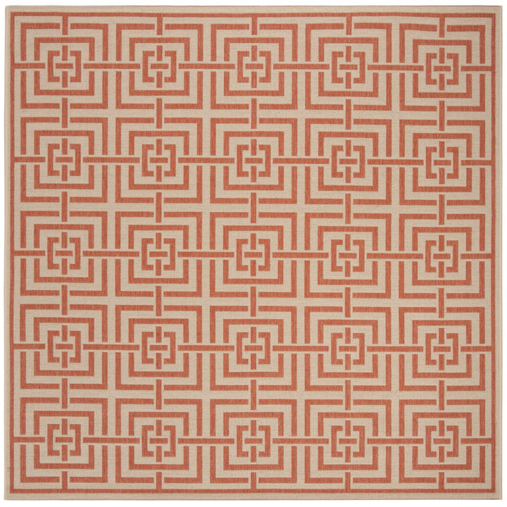 SAFAVIEH Outdoor LND128R Linden Collection Cream / Rust Rug Image 1