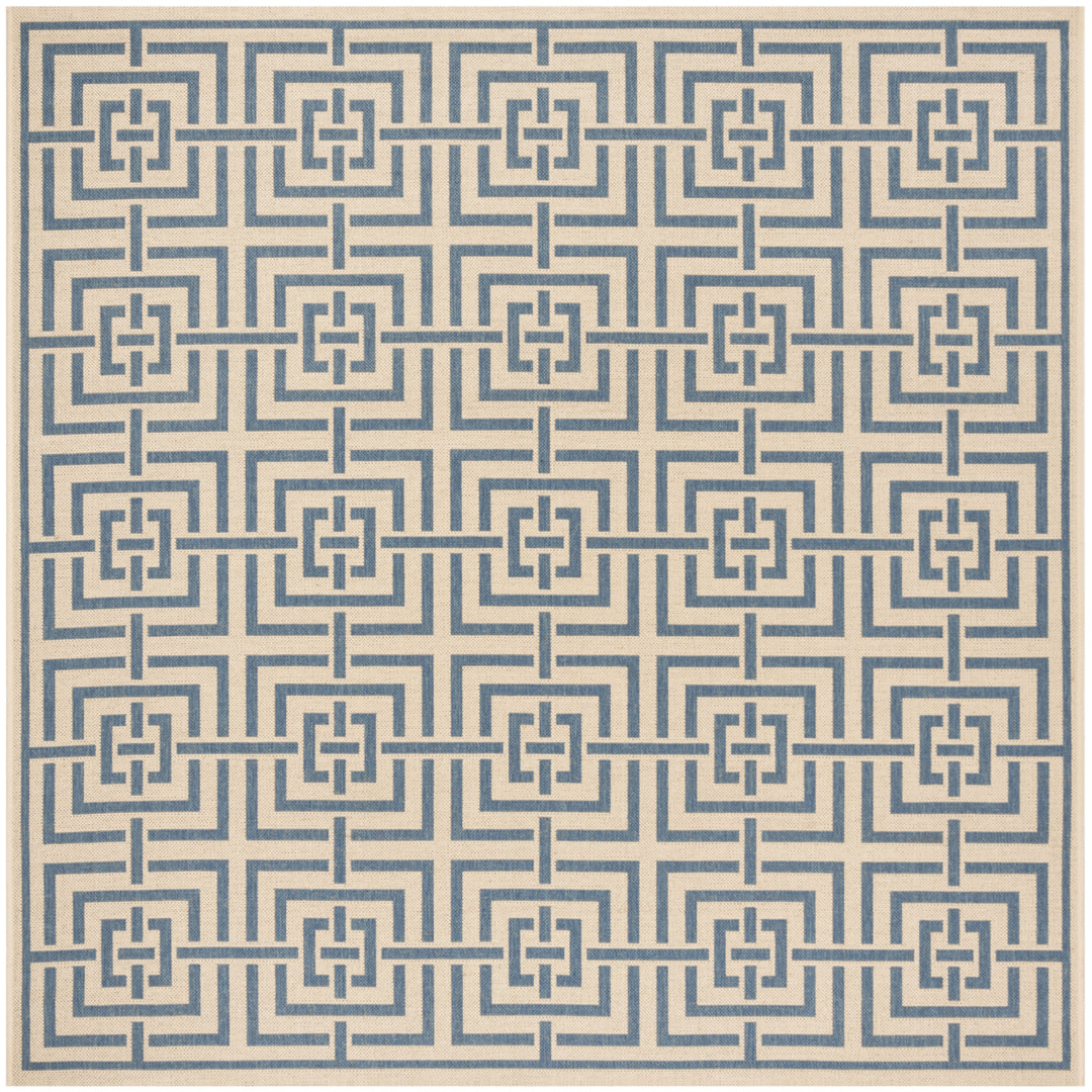 SAFAVIEH Outdoor LND128N Linden Collection Cream / Blue Rug Image 7