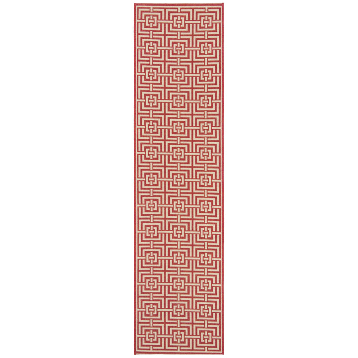 SAFAVIEH Outdoor LND128Q Linden Collection Red / Creme Rug Image 6