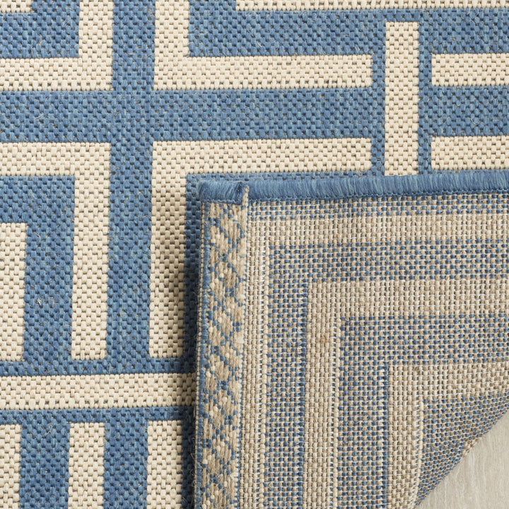 SAFAVIEH Outdoor LND128M Linden Collection Blue / Creme Rug Image 9