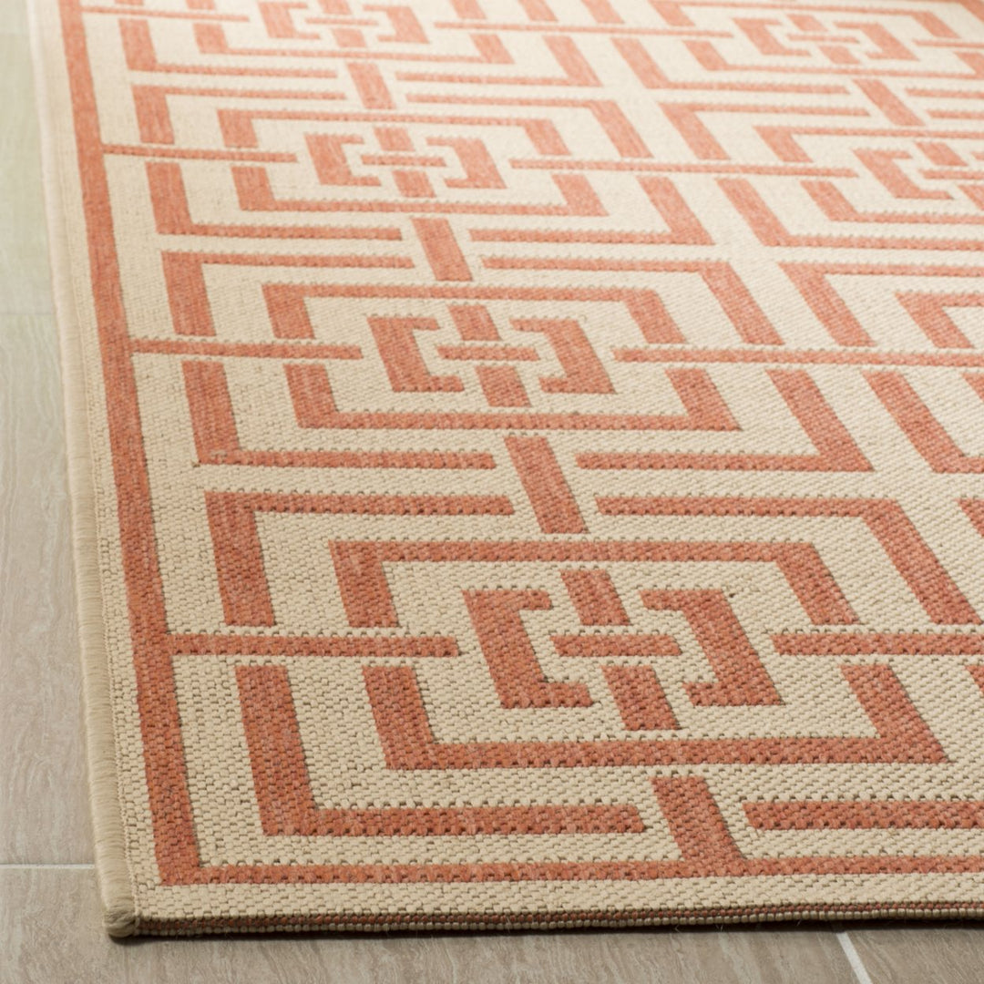 SAFAVIEH Outdoor LND128R Linden Collection Cream / Rust Rug Image 8