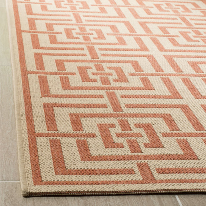 SAFAVIEH Outdoor LND128R Linden Collection Cream / Rust Rug Image 8