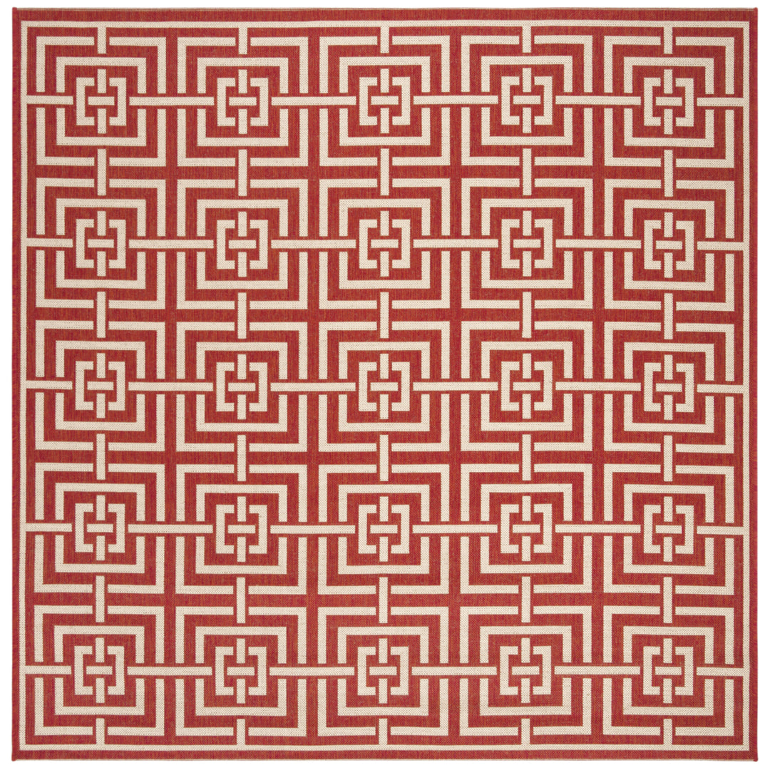 SAFAVIEH Outdoor LND128Q Linden Collection Red / Creme Rug Image 7