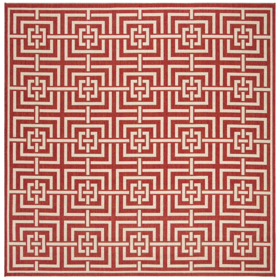 SAFAVIEH Outdoor LND128Q Linden Collection Red / Creme Rug Image 1