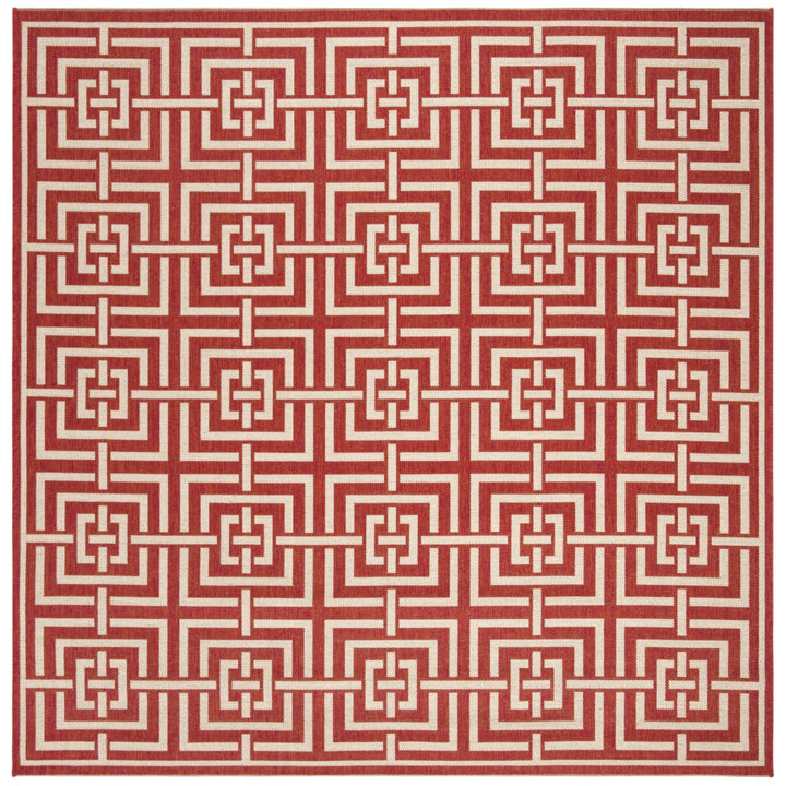 SAFAVIEH Outdoor LND128Q Linden Collection Red / Creme Rug Image 1