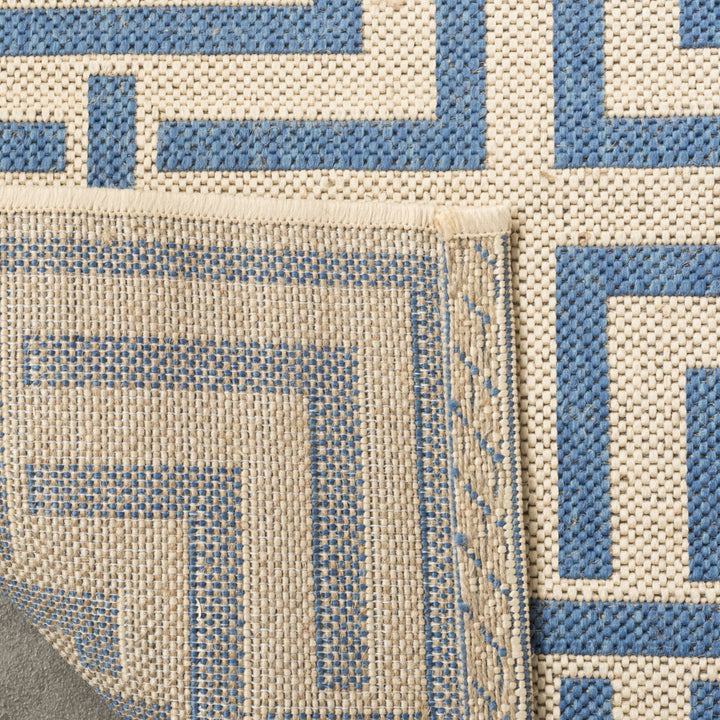 SAFAVIEH Outdoor LND128N Linden Collection Cream / Blue Rug Image 9