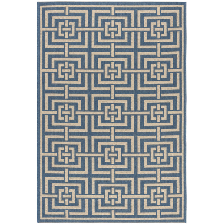 SAFAVIEH Outdoor LND128M Linden Collection Blue / Creme Rug Image 10