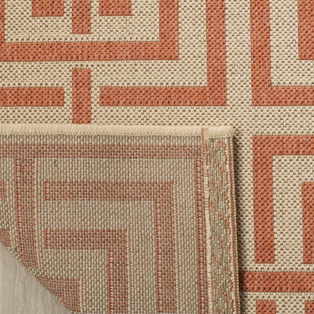 SAFAVIEH Outdoor LND128R Linden Collection Cream / Rust Rug Image 9