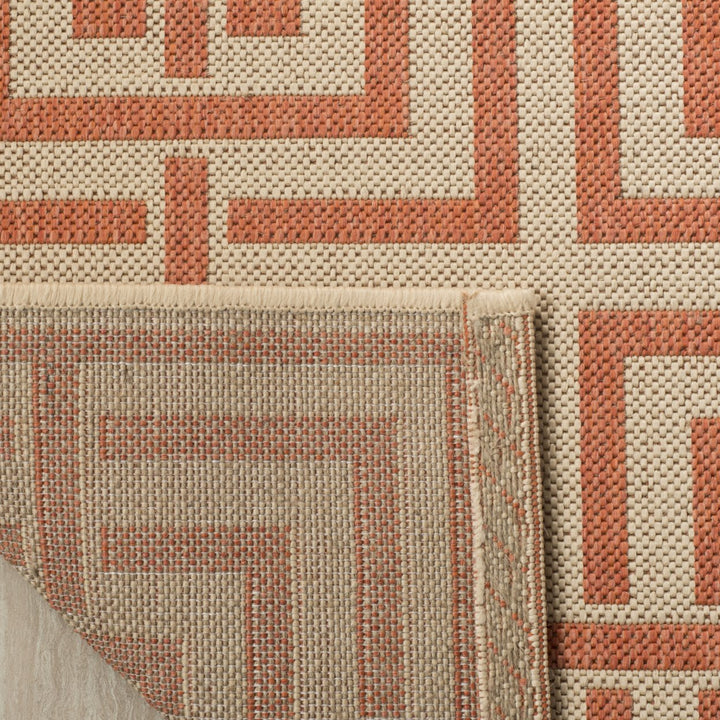 SAFAVIEH Outdoor LND128R Linden Collection Cream / Rust Rug Image 9