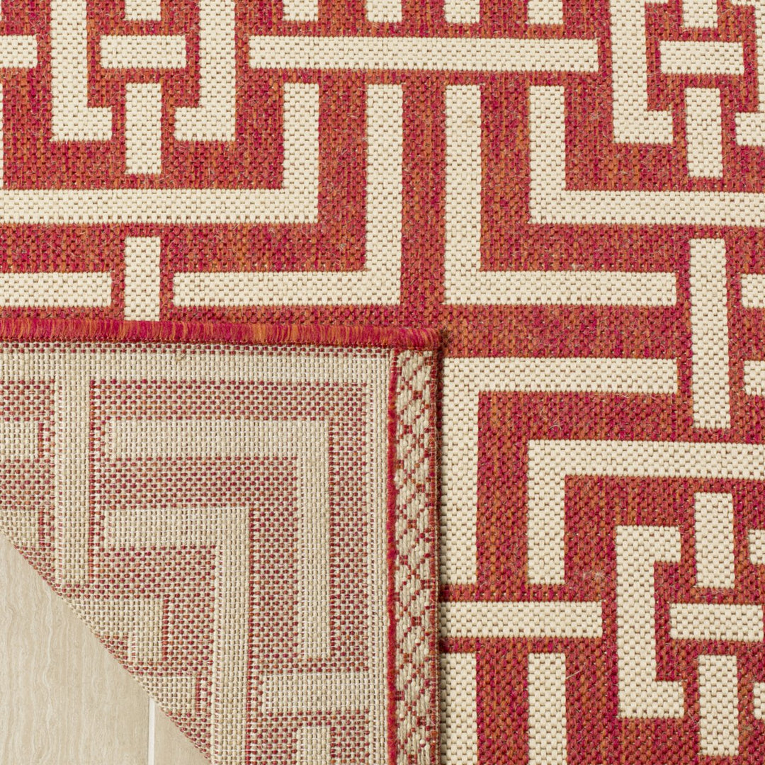 SAFAVIEH Outdoor LND128Q Linden Collection Red / Creme Rug Image 9