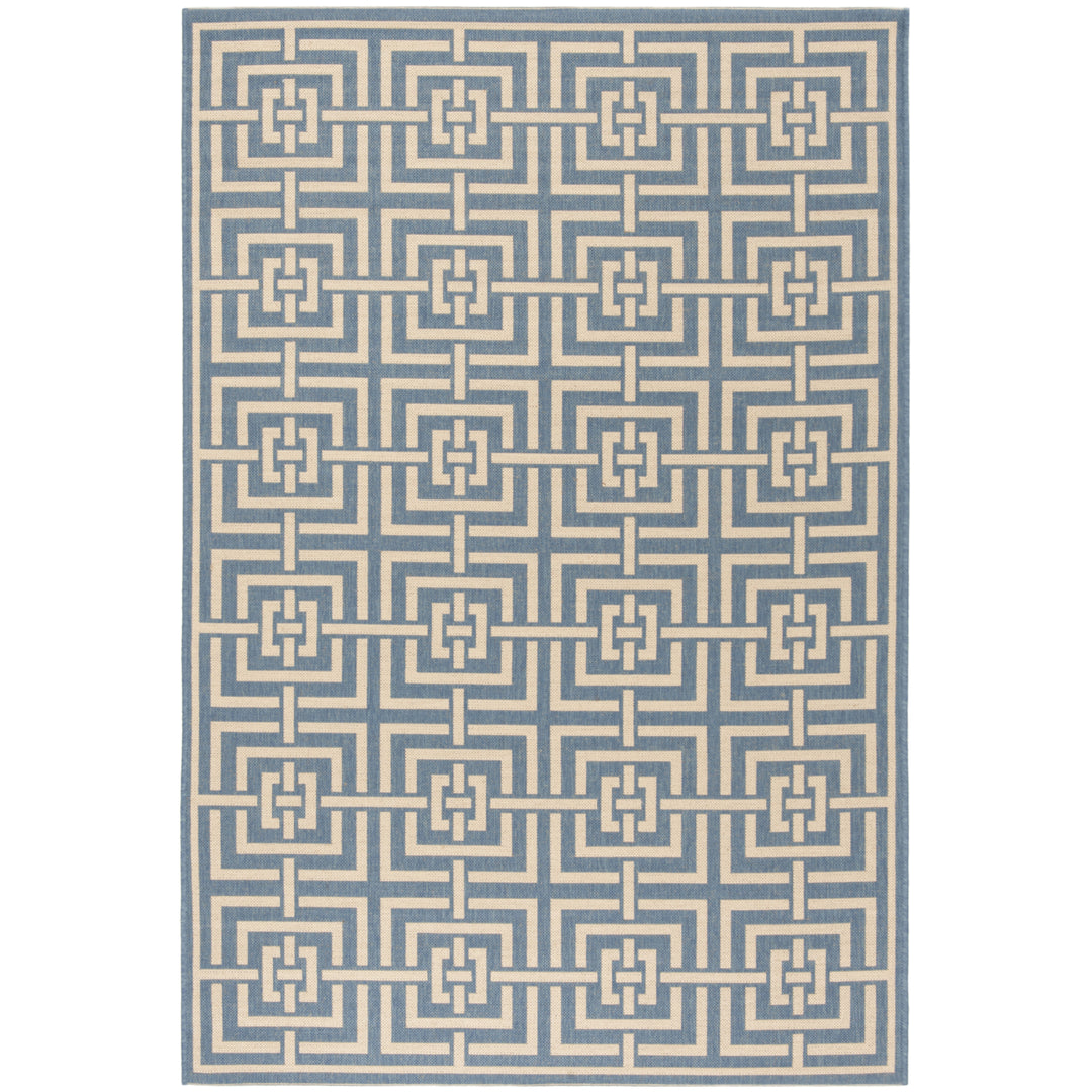 SAFAVIEH Outdoor LND128M Linden Collection Blue / Creme Rug Image 11