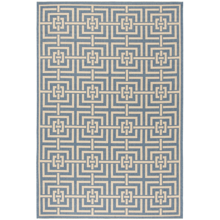 SAFAVIEH Outdoor LND128M Linden Collection Blue / Creme Rug Image 11