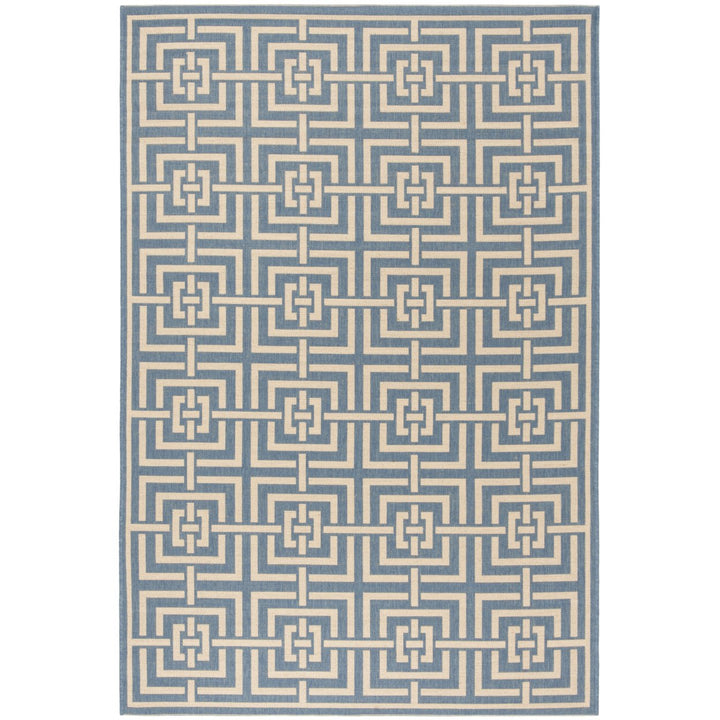 SAFAVIEH Outdoor LND128M Linden Collection Blue / Creme Rug Image 1