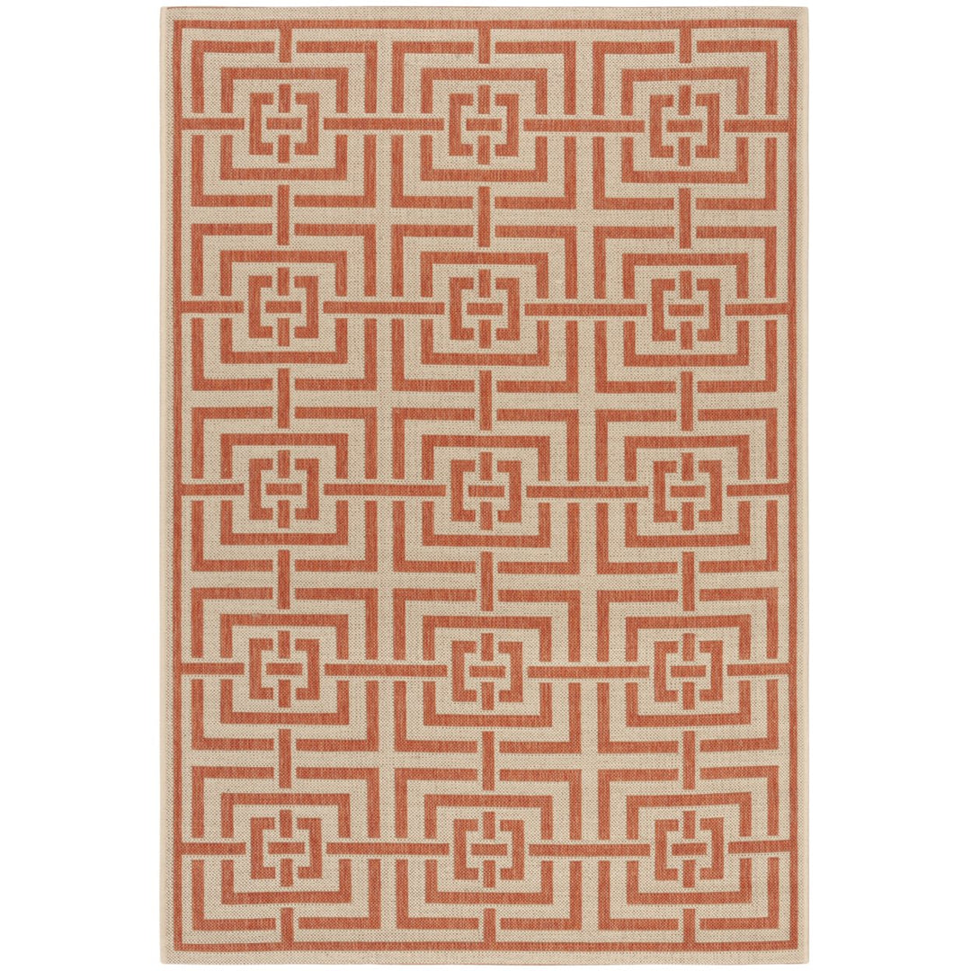 SAFAVIEH Outdoor LND128R Linden Collection Cream / Rust Rug Image 10