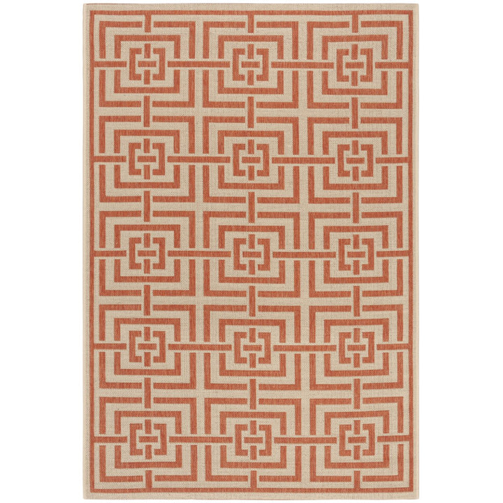 SAFAVIEH Outdoor LND128R Linden Collection Cream / Rust Rug Image 10