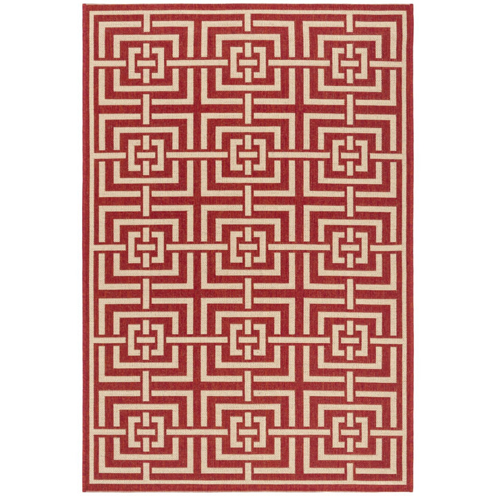 SAFAVIEH Outdoor LND128Q Linden Collection Red / Creme Rug Image 10