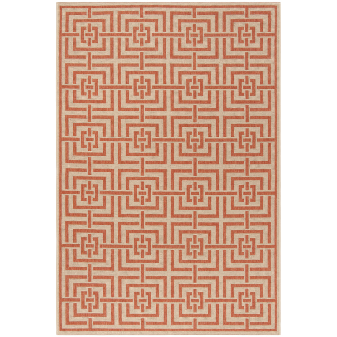 SAFAVIEH Outdoor LND128R Linden Collection Cream / Rust Rug Image 11