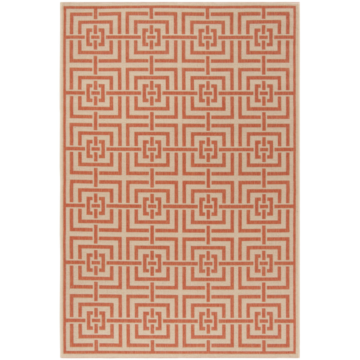 SAFAVIEH Outdoor LND128R Linden Collection Cream / Rust Rug Image 11