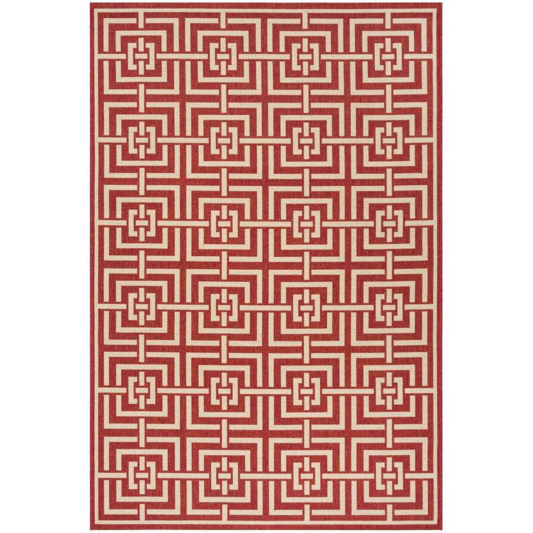 SAFAVIEH Outdoor LND128Q Linden Collection Red / Creme Rug Image 11