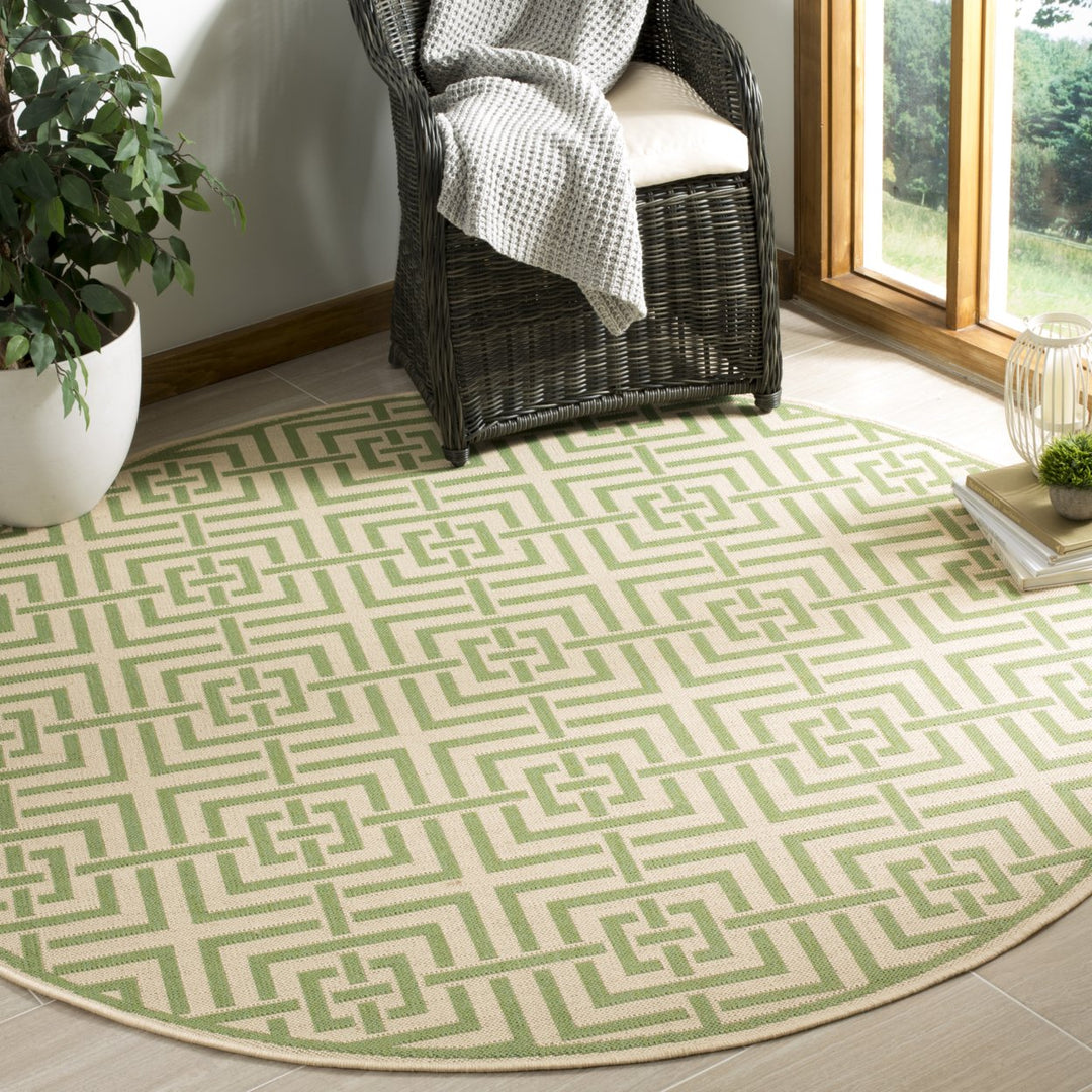 SAFAVIEH Outdoor LND128V Linden Collection Cream / Olive Rug Image 2