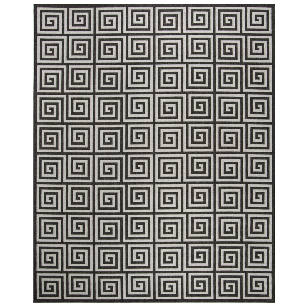 SAFAVIEH Outdoor LND129A Linden Light Grey / Charcoal Rug Image 4