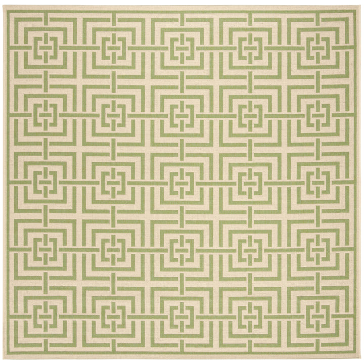 SAFAVIEH Outdoor LND128V Linden Collection Cream / Olive Rug Image 7