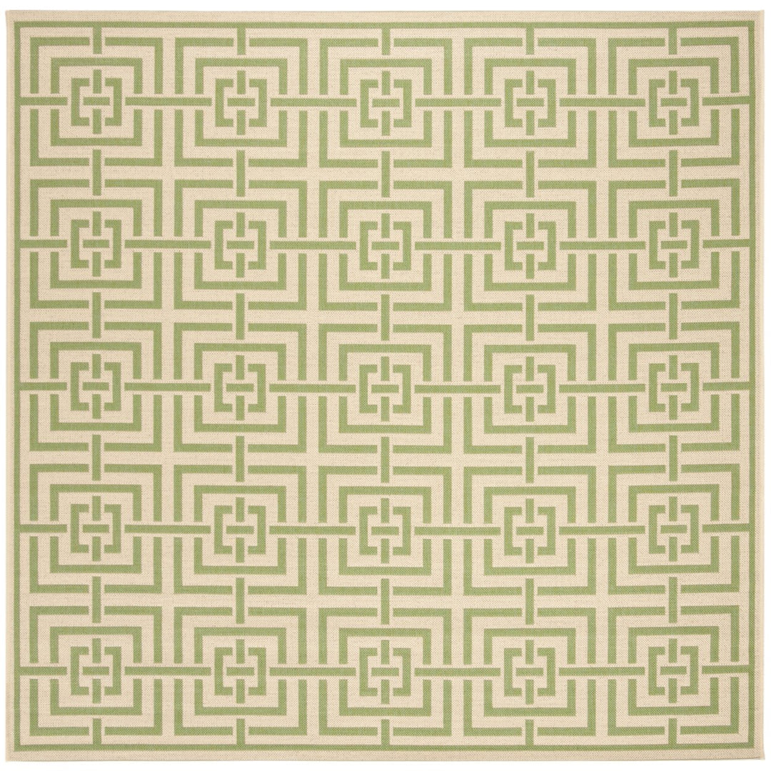 SAFAVIEH Outdoor LND128V Linden Collection Cream / Olive Rug Image 1