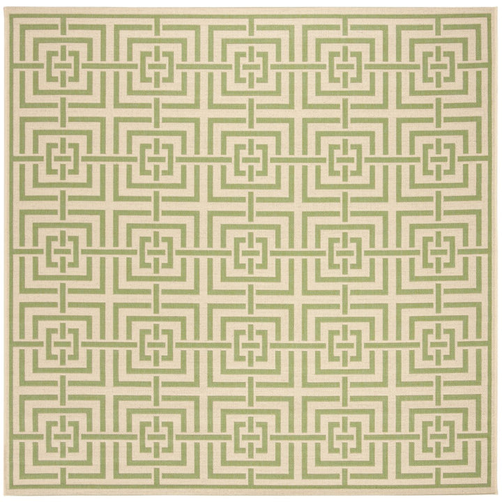 SAFAVIEH Outdoor LND128V Linden Collection Cream / Olive Rug Image 1