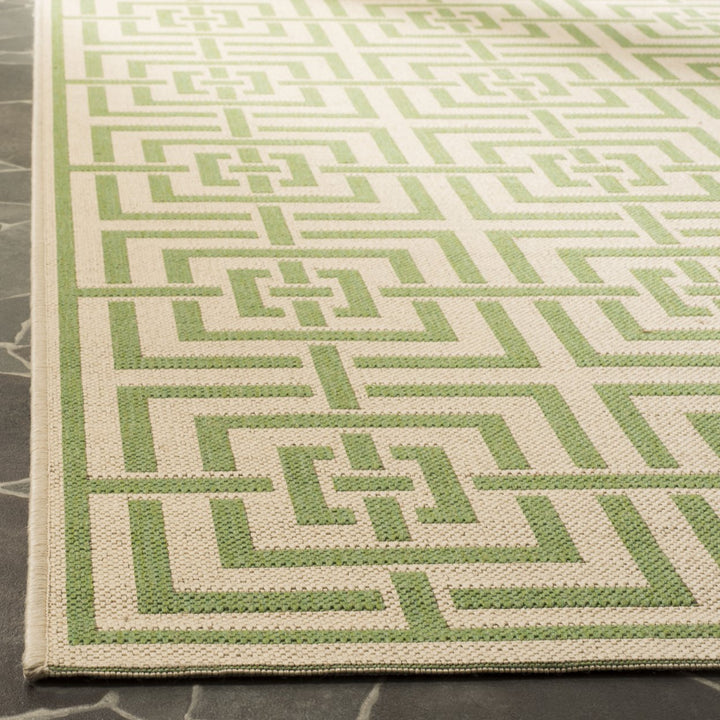 SAFAVIEH Outdoor LND128V Linden Collection Cream / Olive Rug Image 8