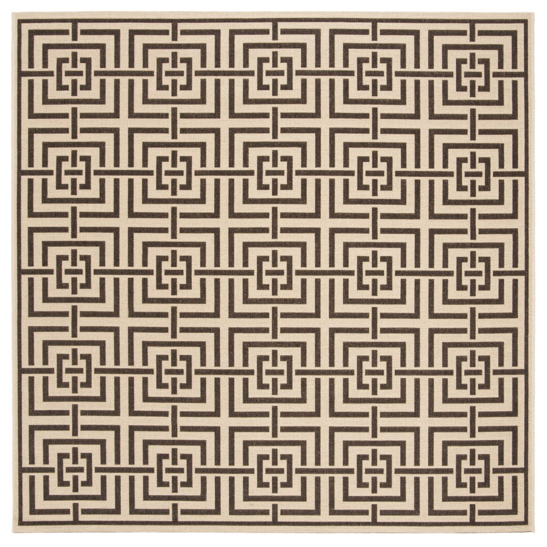 SAFAVIEH Outdoor LND128U Linden Collection Creme / Brown Rug Image 1