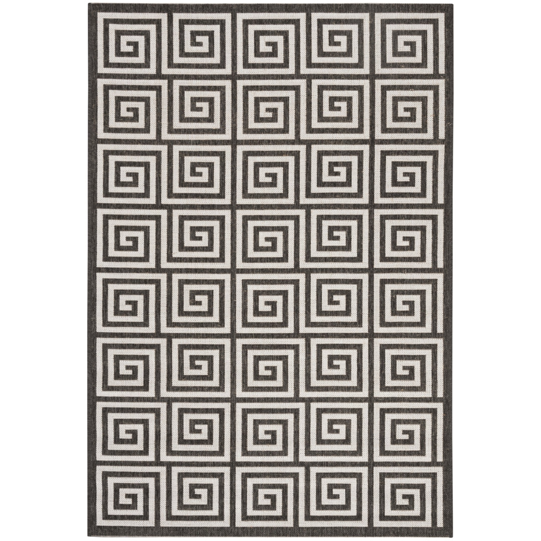 SAFAVIEH Outdoor LND129A Linden Light Grey / Charcoal Rug Image 10