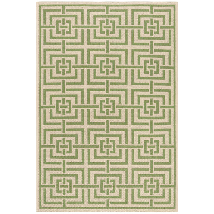 SAFAVIEH Outdoor LND128V Linden Collection Cream / Olive Rug Image 10