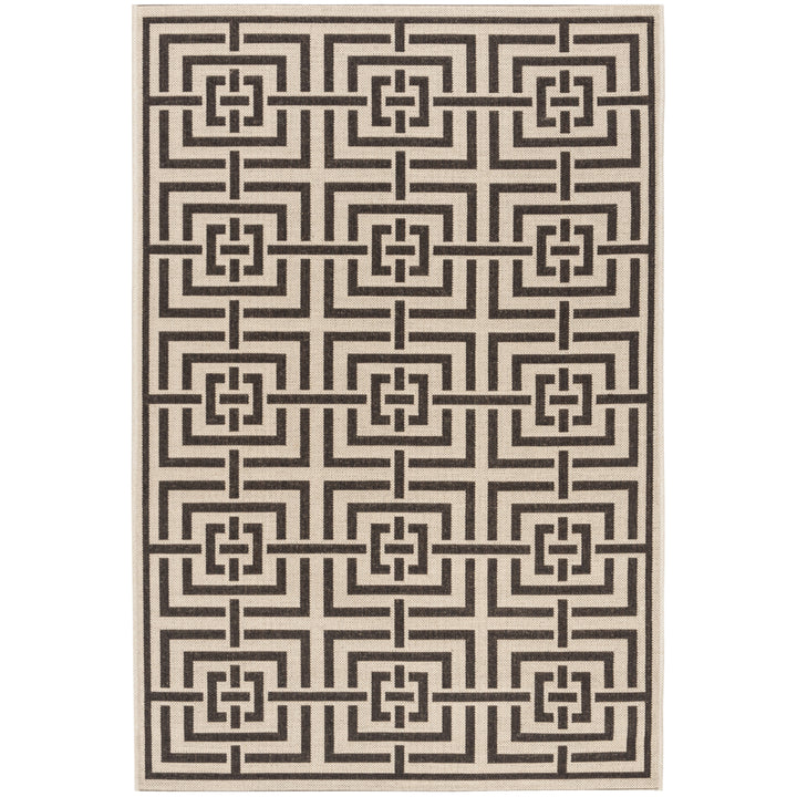 SAFAVIEH Outdoor LND128U Linden Collection Creme / Brown Rug Image 10