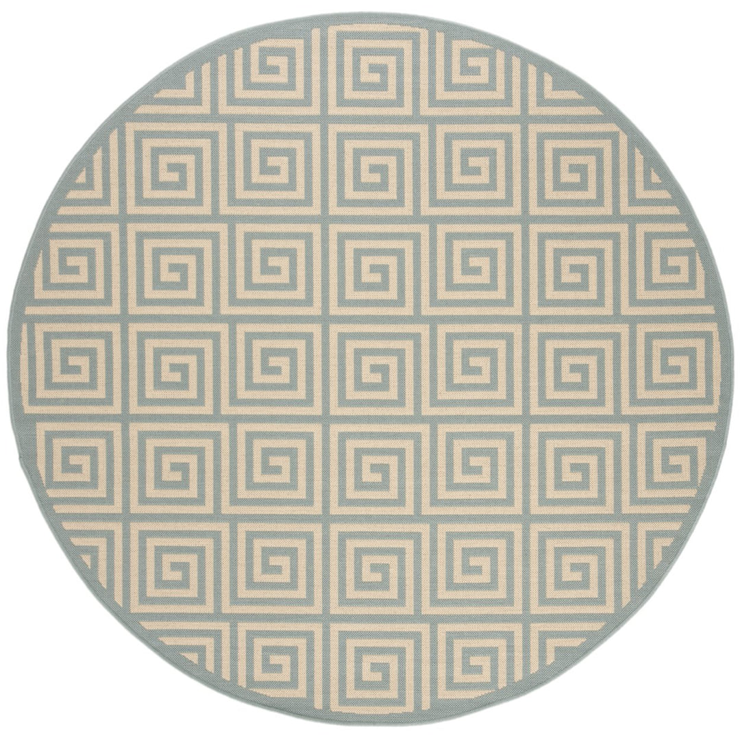 SAFAVIEH Outdoor LND129L Linden Collection Cream / Aqua Rug Image 1