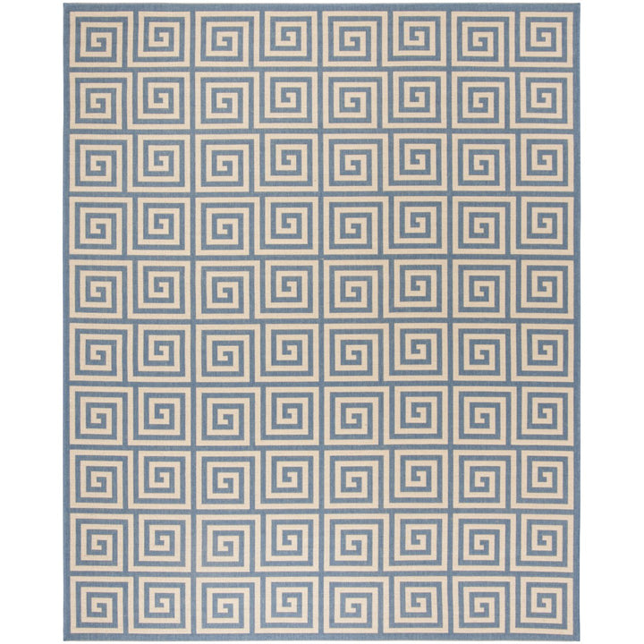 SAFAVIEH Outdoor LND129N Linden Collection Cream / Blue Rug Image 4