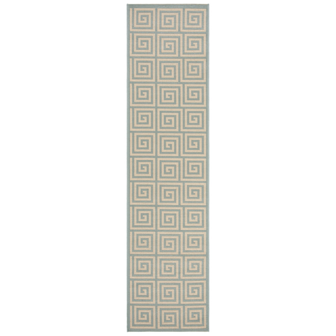 SAFAVIEH Outdoor LND129L Linden Collection Cream / Aqua Rug Image 6