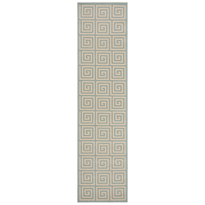 SAFAVIEH Outdoor LND129L Linden Collection Cream / Aqua Rug Image 6