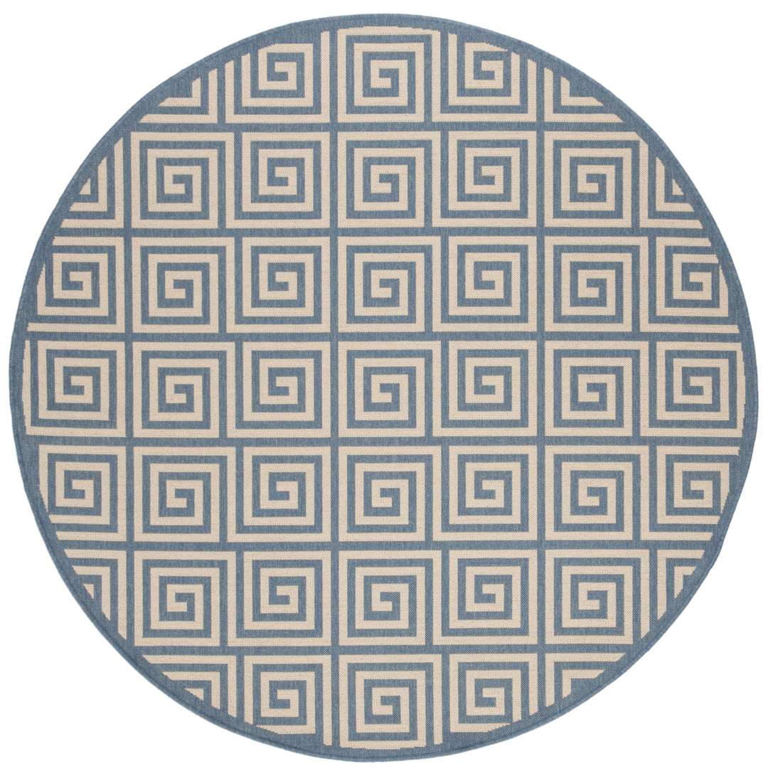 SAFAVIEH Outdoor LND129N Linden Collection Cream / Blue Rug Image 5